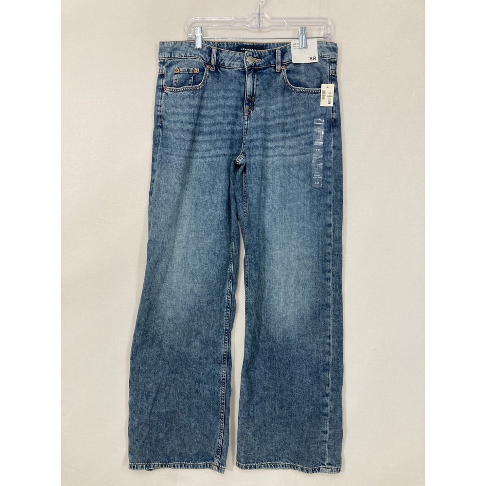 New Aeropostale Baggy Wide Leg Jeans size Medium Wash Luxe High Rise Denim